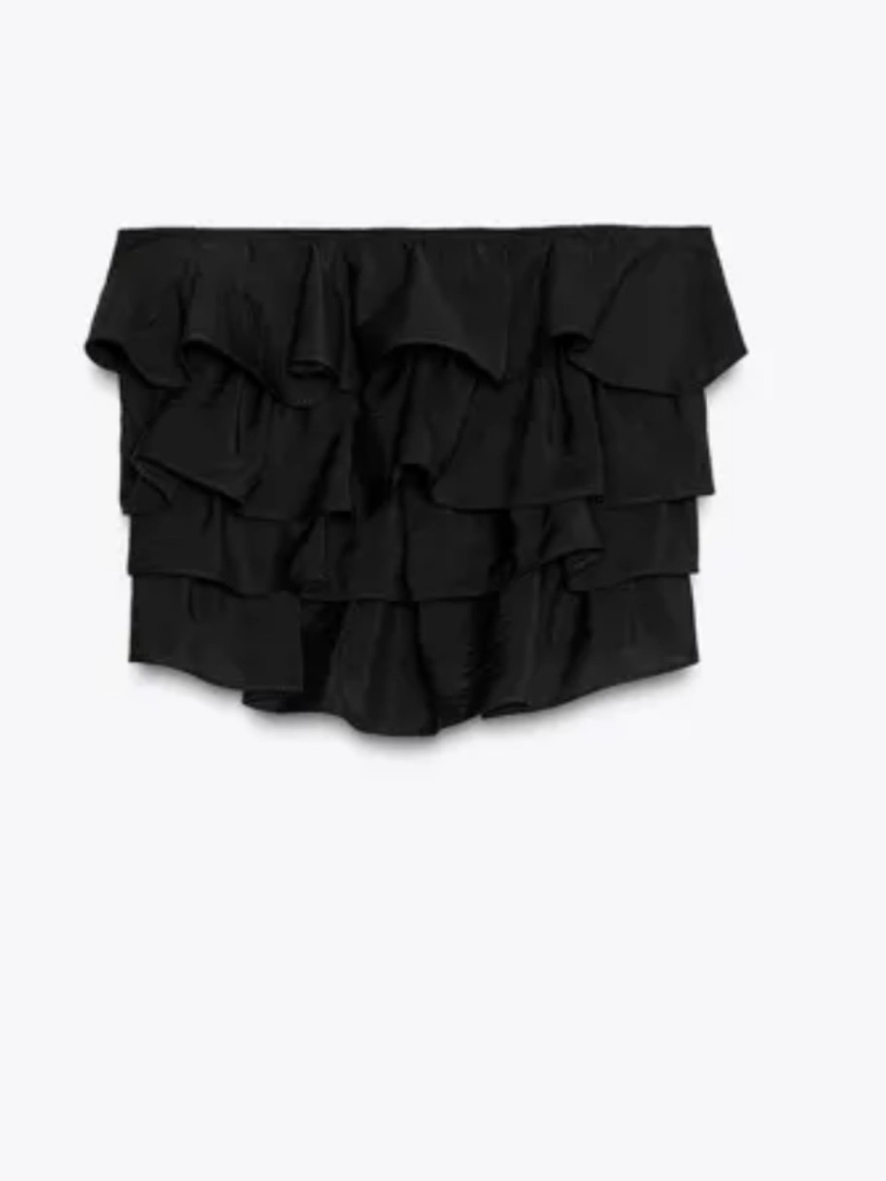 Off-Shoulder Ruffle cropped Top - Black - Picture 2 of 3